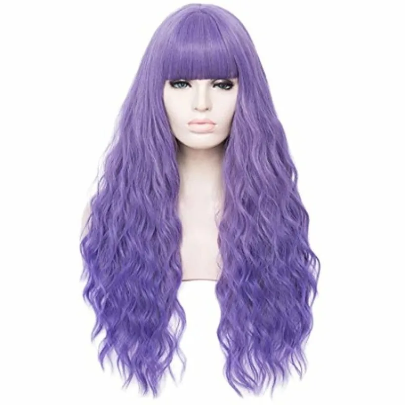 

Fashion Woman Corn Perm Wig Ball Dress Up Color Bangs Long Curly Hair Wig Bar Dress Up Headwear Instant Noodle Roll Headgear