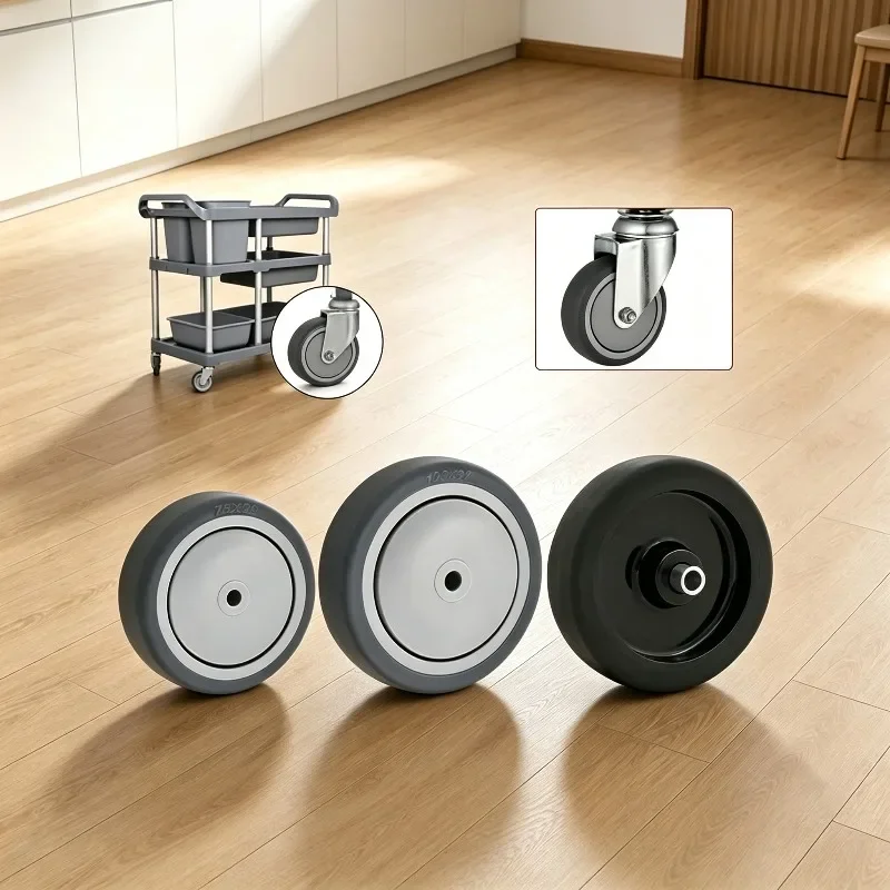 4Pcs Casters Replace Wheel Silent Mobile Food Trucks Trolleys Hotels Bowl Collection Delivery Rollers Pulleys