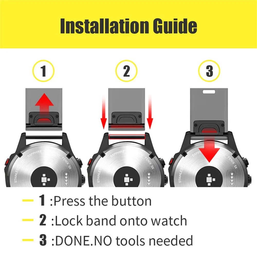 2 pezzi Sport 22mm 26mm cinturino in silicone per Garmin Enduro 3 cinturino Fenix 8 E 7X 7 6X/Quatix 7X 6 3 cinturino QuickFit