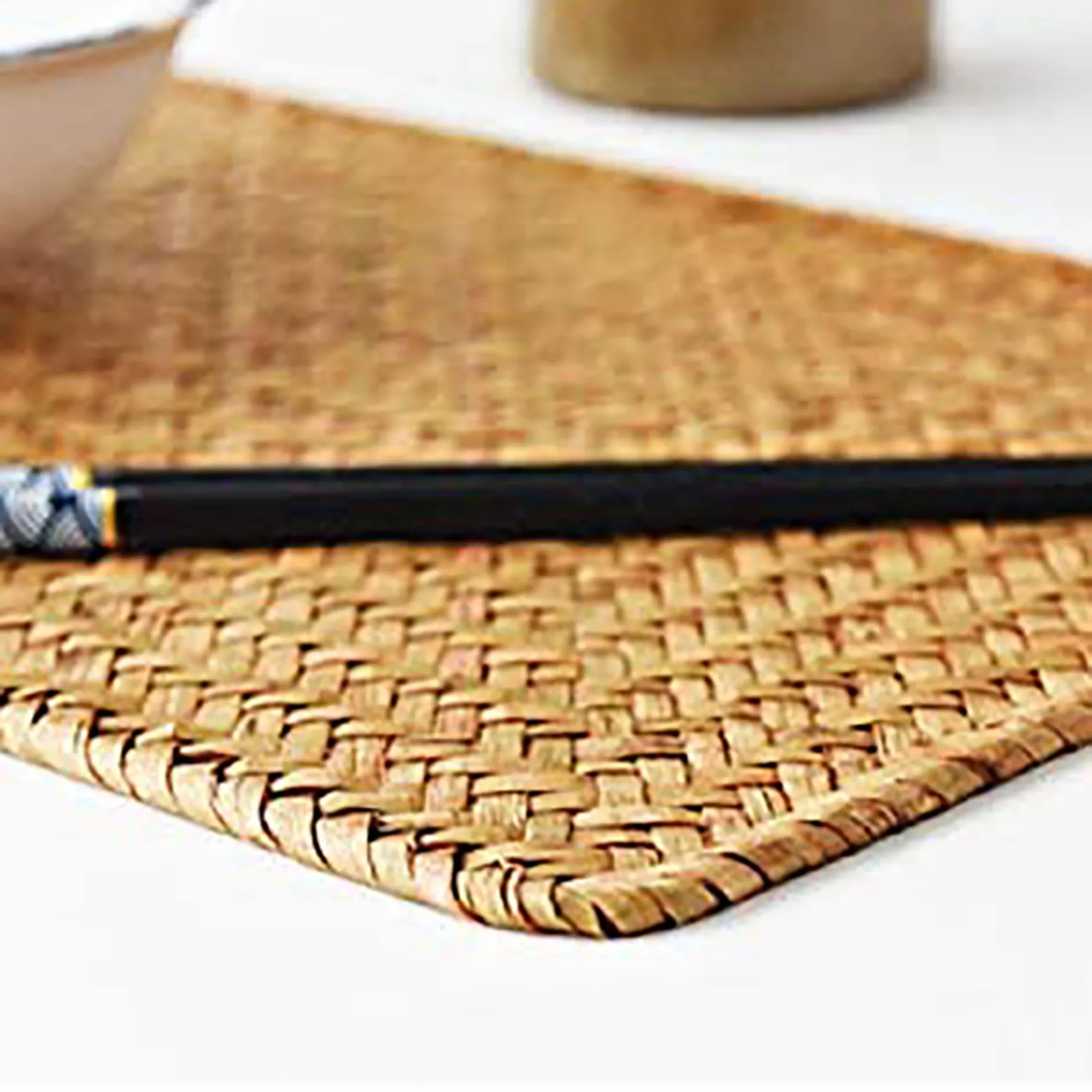 Pack Of 6, Natural Seagrass Place Mat, 17.7Inch X 12Inch, Hand-Woven Rectangular Rattan Placemats-ABLI