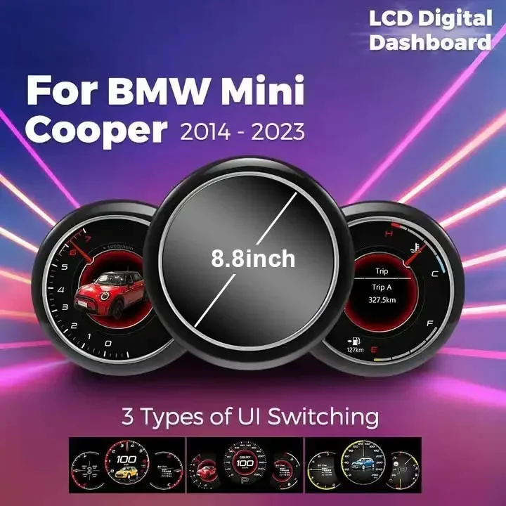 Speedometer for Mini 2006-2023 Linux System Digital Cluster 1920*720 Resolution 12.3'' Upgrade Car LCD Dashboard