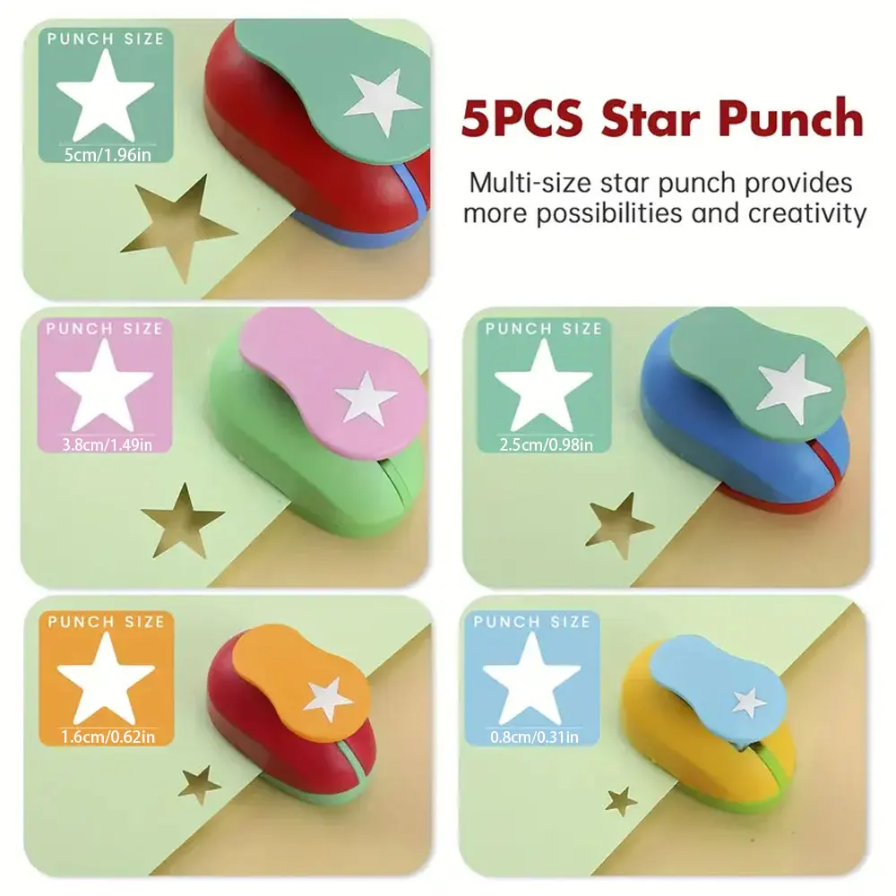 8/16/25/38/50mm five-pointed star punching machine labor-saving manual embossing machine creative DIY (random color)