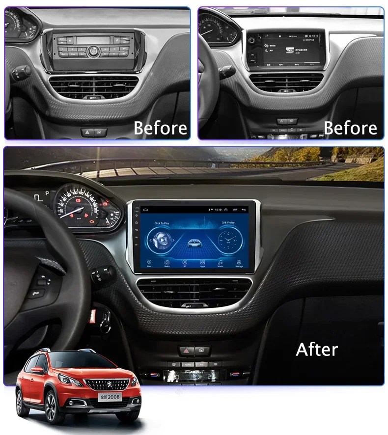 Android GPS Car Radio For Peugeot 2008 208 Series 2012-2018 Autoraido Stereo Navigation GPS Multimedia Video Carplay DVD