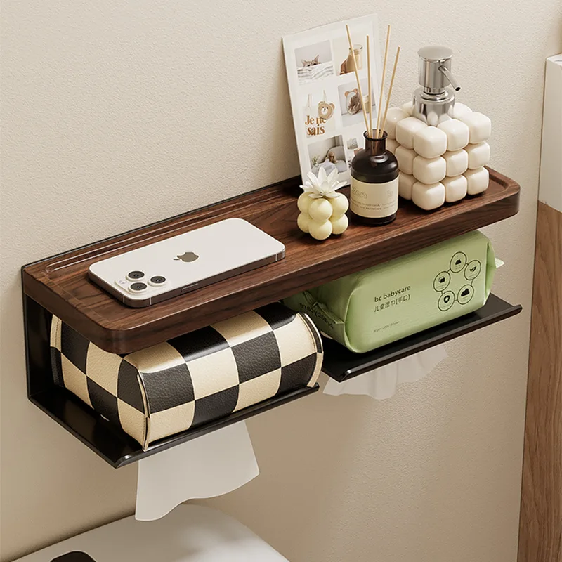 

Коробки для туалетных салфеток из орехового дерева, картонная коробка для туалетных салфеток для ванной комнаты, неперфорационная стойка для хранения, аксессуары для ванной комнаты, двойная выдвижная коробка