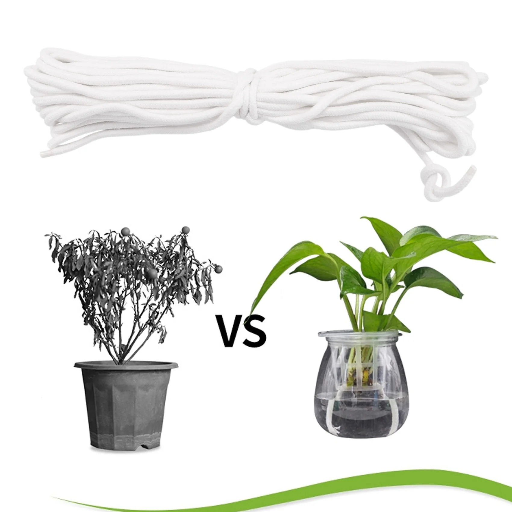 A21Q -Self Watering Capillary Wick Cord Vacation Plant Sitter DIY Self-Watering Planter Pot Automatic Water Wicking Hydroponic