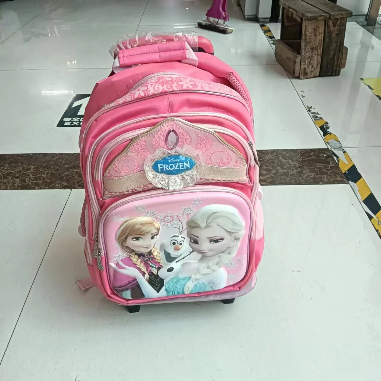 Disney New Girl Rolling School Bags Frozen Elsa Primary Student Shoulder Orthopedic Backpack