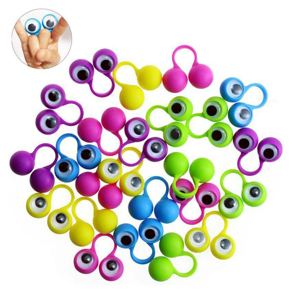 Fun Eye Finger Puppets Plastic Rings with Wiggle Eyes for Kids Birthday Party Favors Toys Pinata Fillers Halloween Decoration