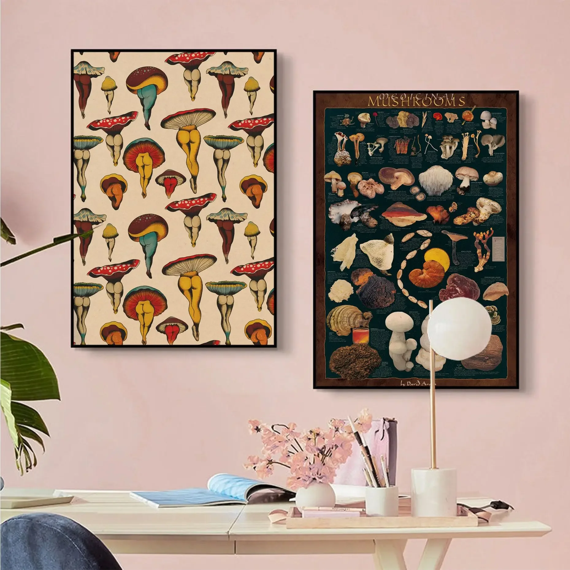 

Mushroom Classic Vintage Posters For Living Room Bar Decoration Posters Wall Stickers