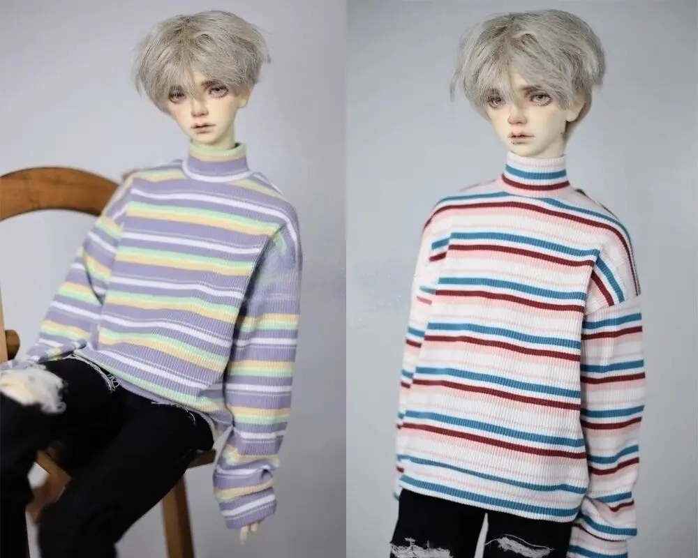 

BJD doll clothes suitable for 1/4 1/3 Uncle size Fashion new striped mid-neck hoodie top limited edition men's and women's fall