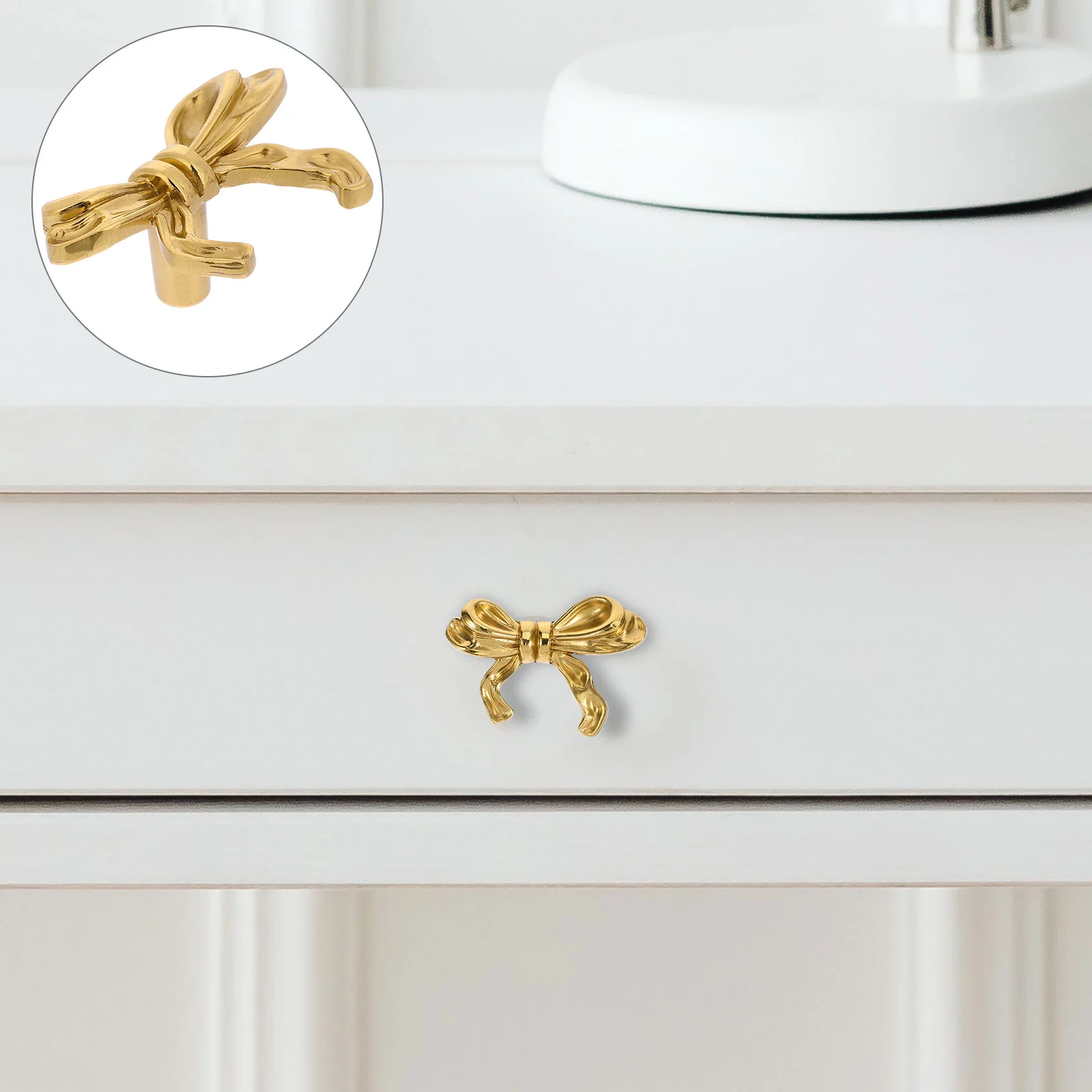 

Drawer Knobs Bow Handle Decorative Cabinet Dresser Pulls Door for Kitchen Cabinets Gold Golden Metal