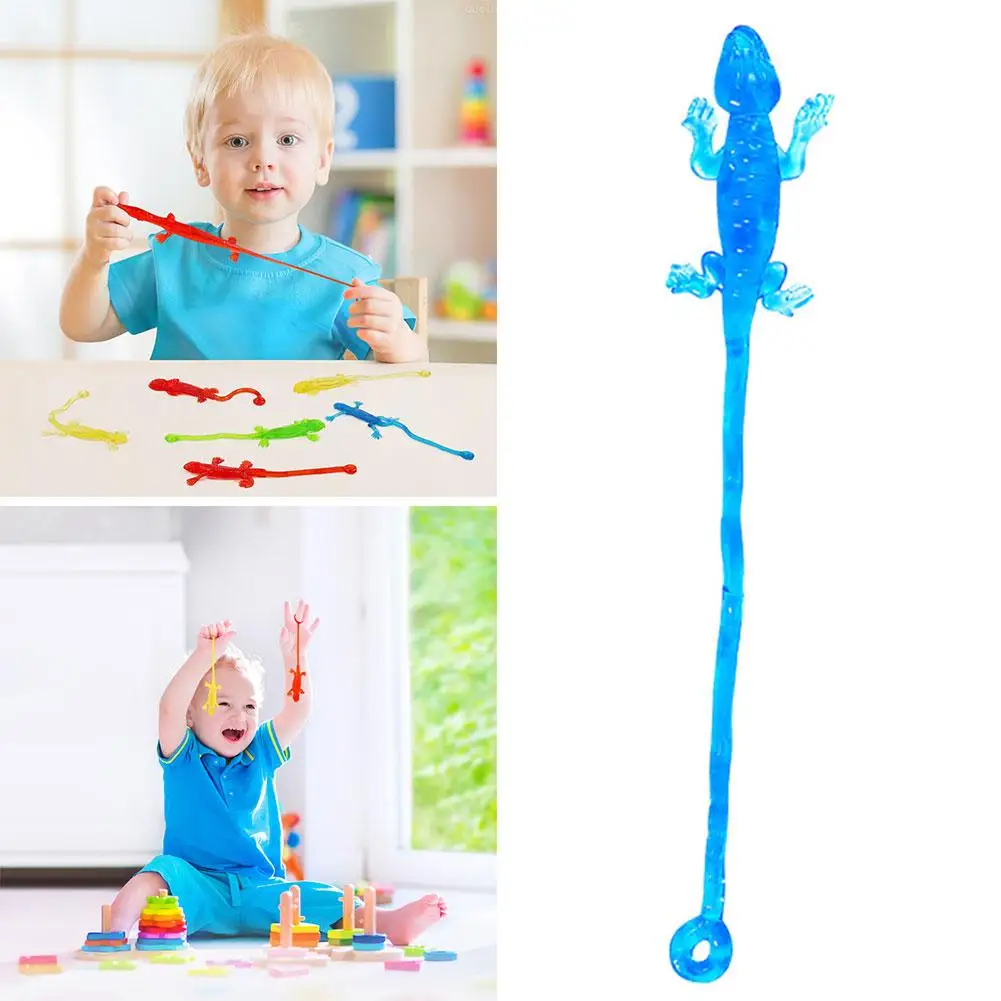 1 stücke dehnbare klebrige Spielzeuge lustige klebrige Eidechsen tiere Handspiel zeug für Kinder geburtstags feier begünstigt Gadgets Knebel Spielzeug zufällige Farbe v3s0