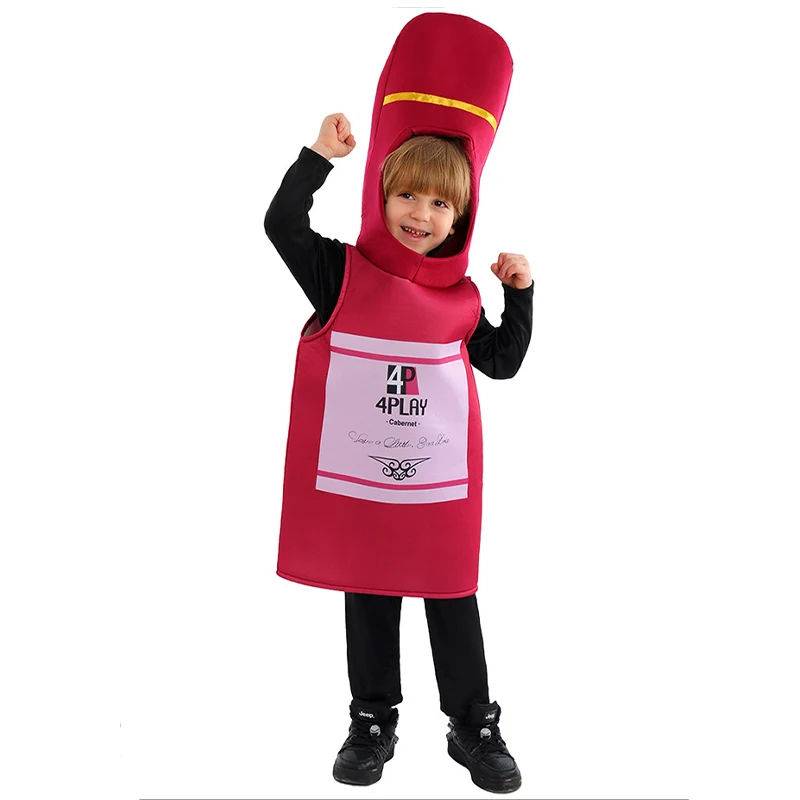 Unisex Cute Boy Beer Halloween Fancy Dress Up Party Food Cosplay Girl Red Wine Bottle and Cheese Costume For Kids