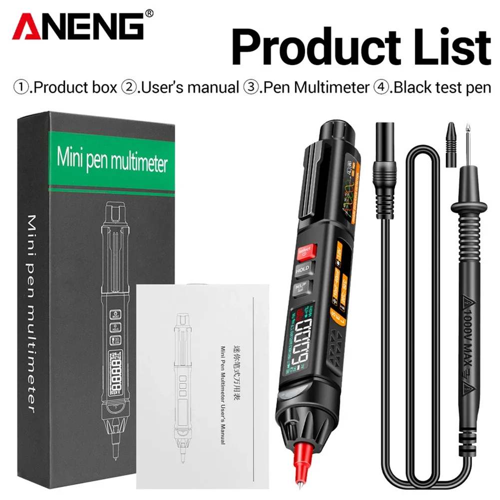 ANENG A3009 PRO Mini Digital Multimeter Pen 6000 Counts Voltage  VA Color Reverse Display DC AC Voltage Professional Test Tools