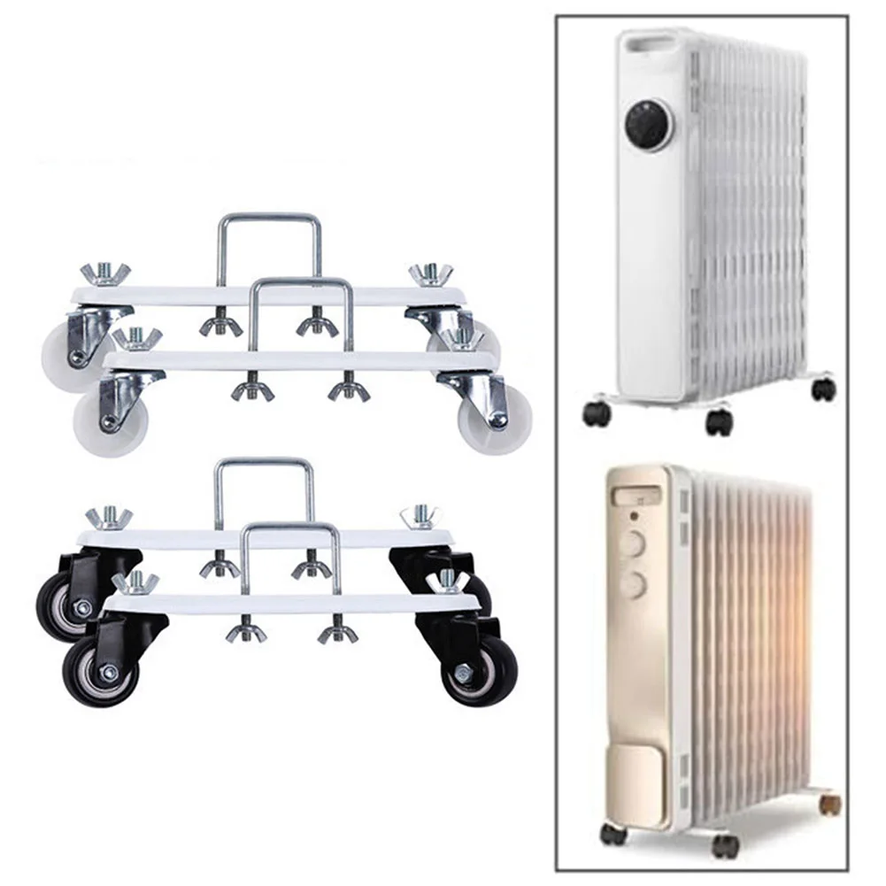 2Pcs Electric Heater Holder Wheels Black White Carbon Steel Rotatable 360 Degree Oil Filled Heater Radiator Caster Brackets