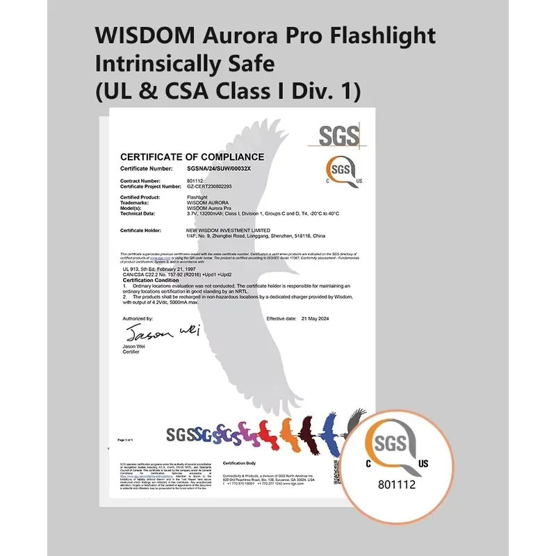 WISDOM AURORA Pro Flashlight, LED Rechargeable Flashlight- 3,192 Lumens Ultra Bright Torch,Intrinsically Safe Torch
