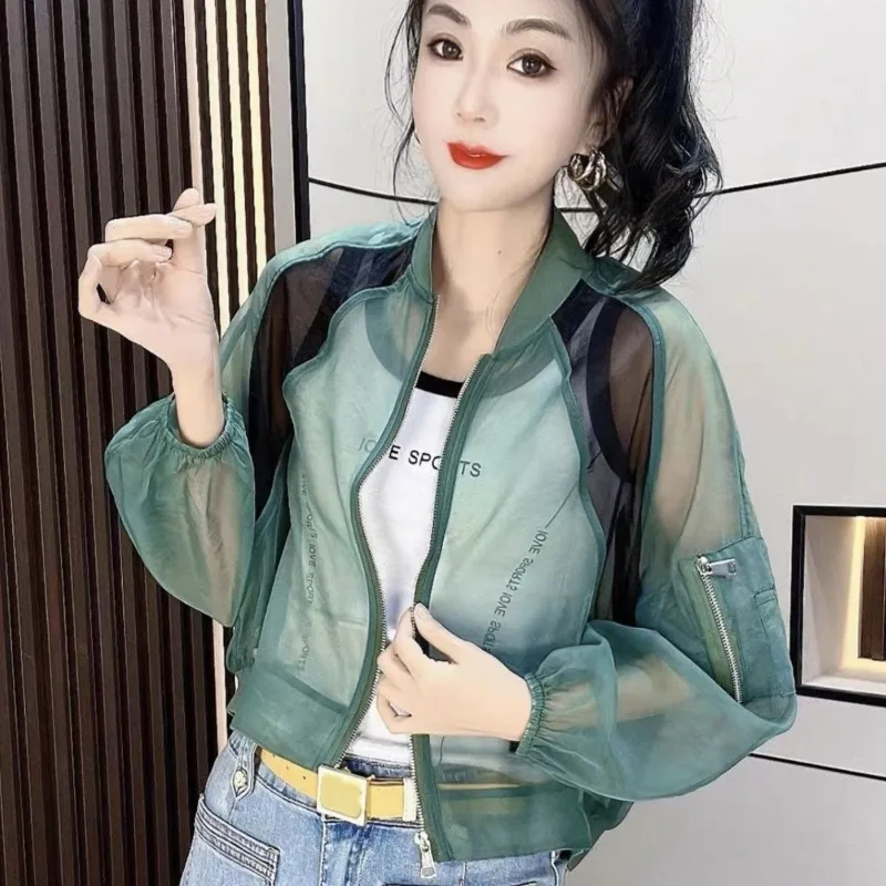 New Foreign Sun-protective Clothing Women's Organza Breathable Long Sleeve Loose Short Coat Fashion Age Reduction Sweatshirts