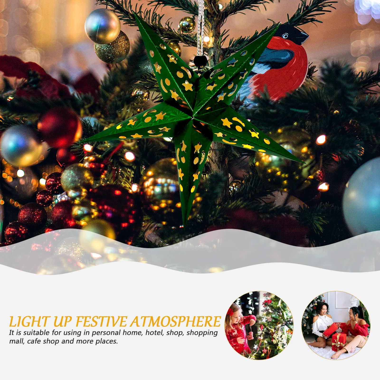 

4Sets Festival Hanging Lights Xmas Paper Hanging Light Creative Design Perfect for Christmas Embellishments Decor