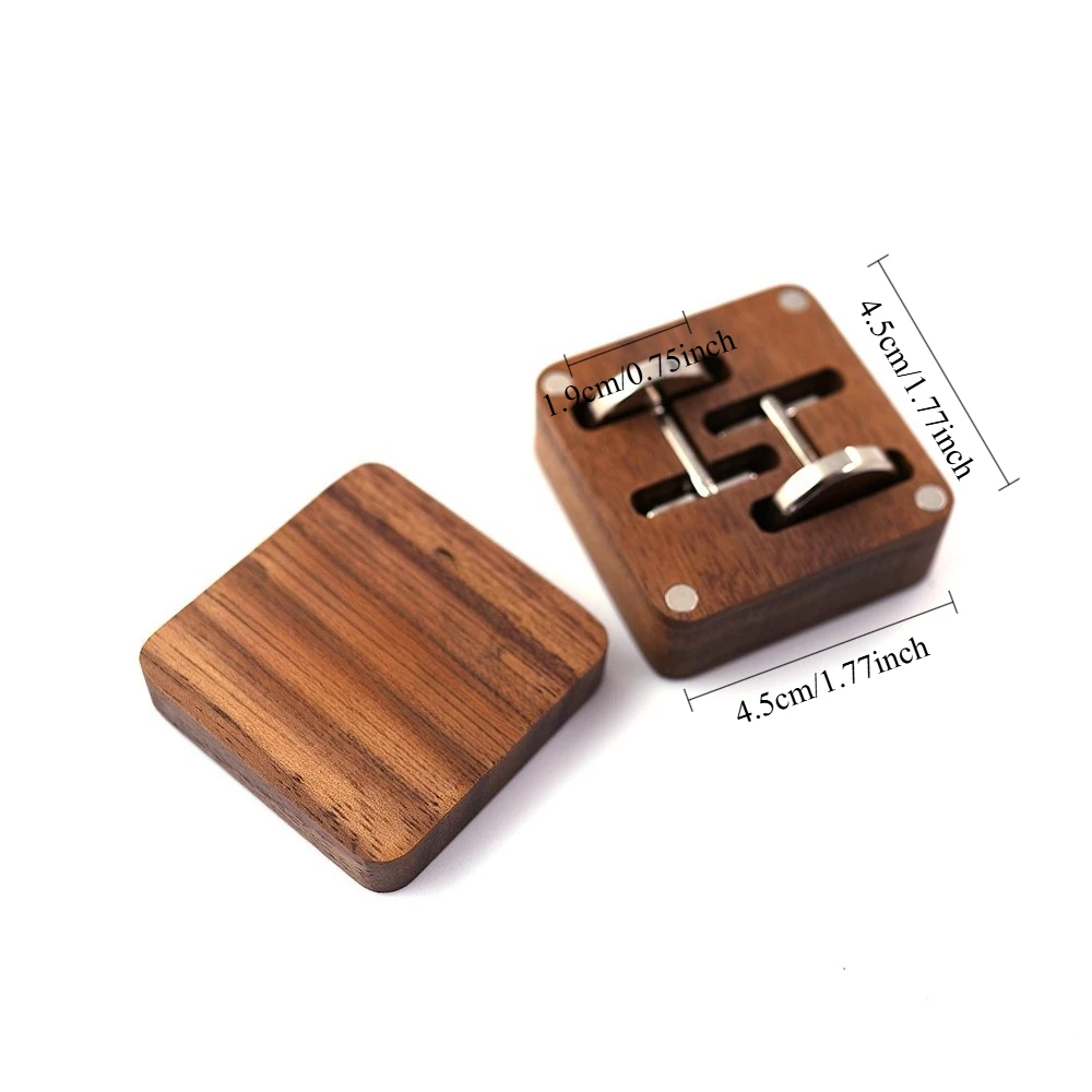 Men's Sleeve Nail Solid Wood Box Matte Magnet Suction Cufflinks Storage Packaging Men's Cufflinks Exclusive Gift Wooden Box