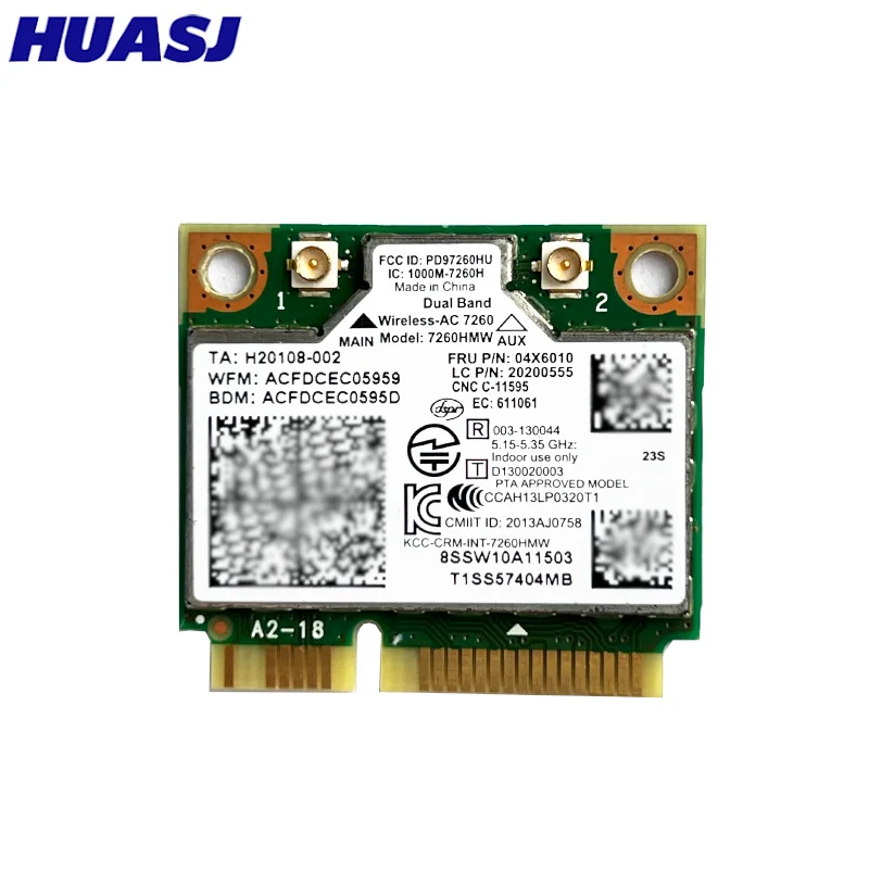 Dual Band Wireless-AC 7260HMW 7260AC FRU:04X6010 half Mini PCI-e WIFI card for S1 S440 S540 E440 E540