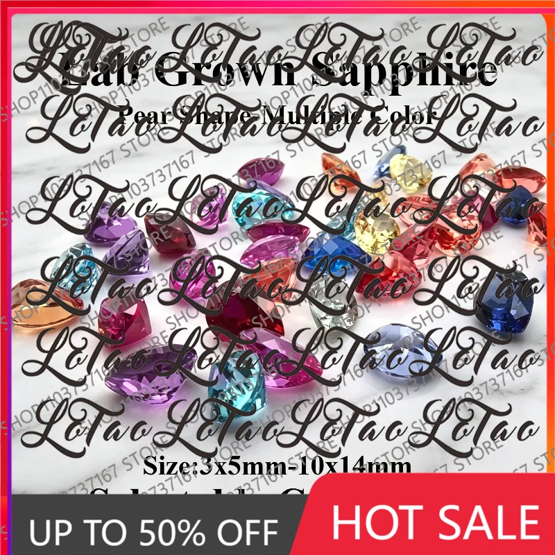 Lab Grown Sapphire Multiple Color Pear Shape Charms Gemstone for DIY Ring Necklace Earrings MakingMaking Selectable Certificate