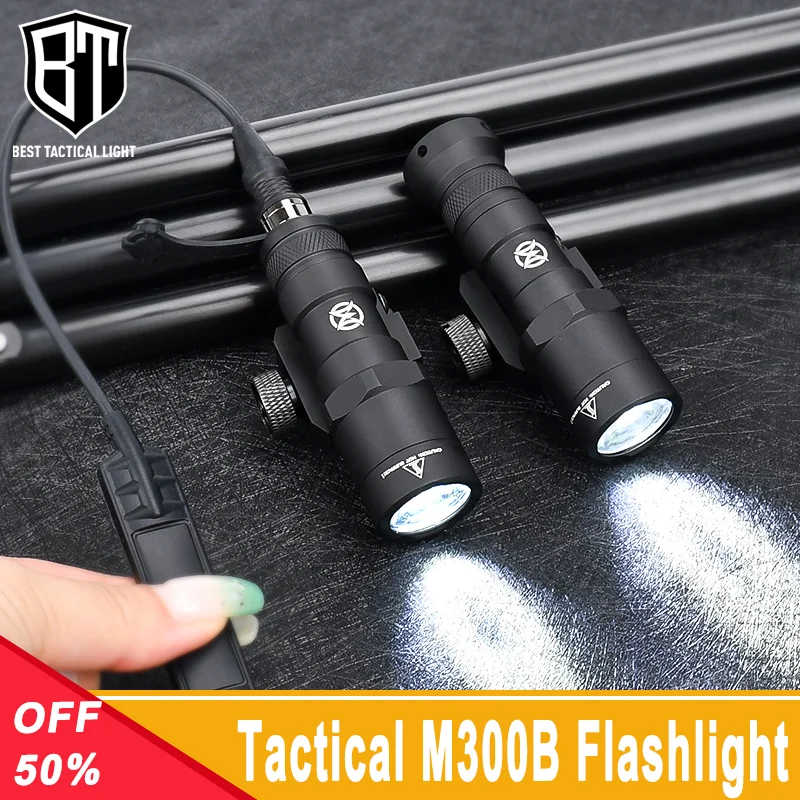 WADSN Airsoft M300 M300B Tacitcal Flashlight Hunting Scout Weapon Light Momentary-on Constant-on Switch Fit 20MM Picatinny Rail