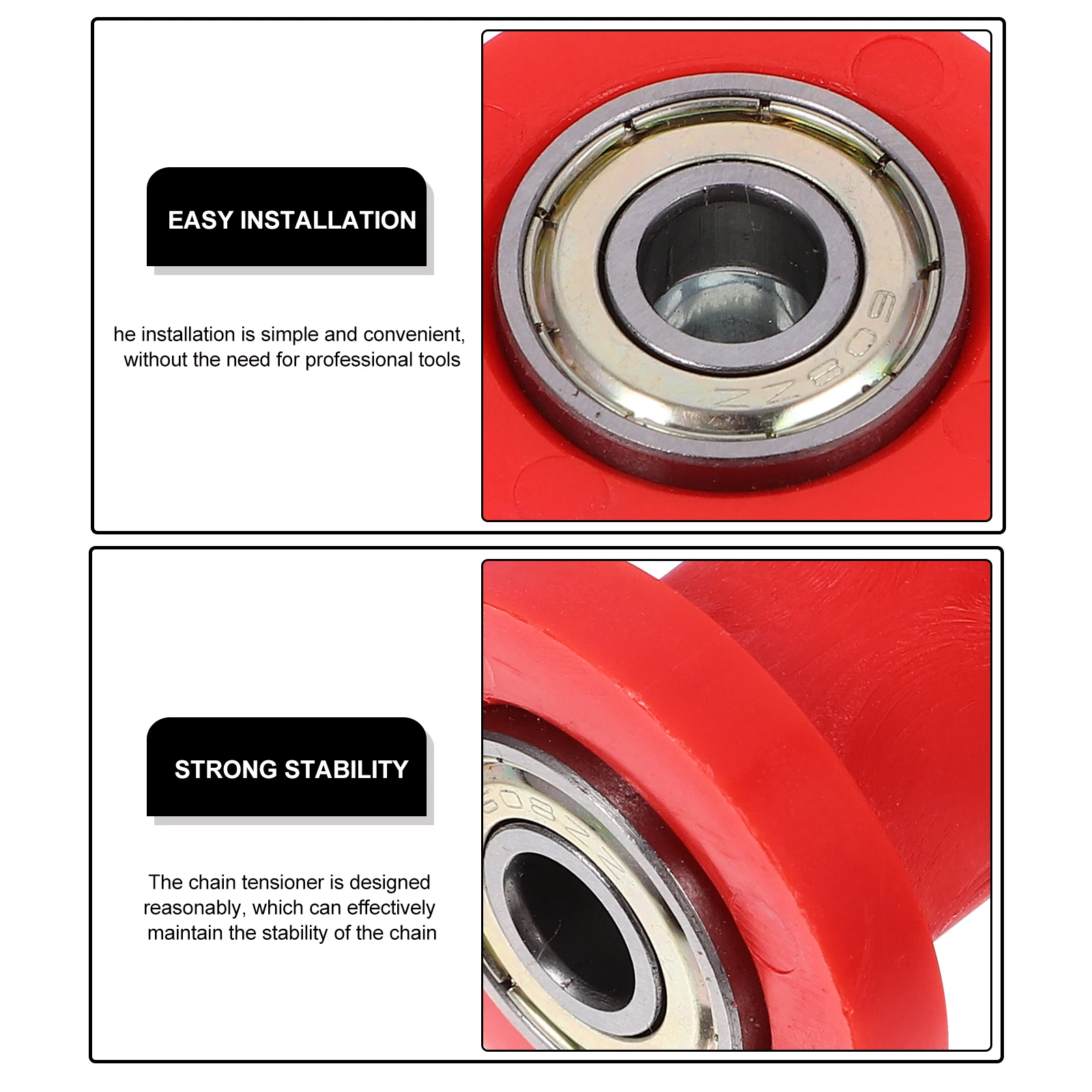 

8Mm Chain Tensioner Roller Anti-Slip Wheel Motorcycle Atv Durable Steel Construction Compatible With Most Systems