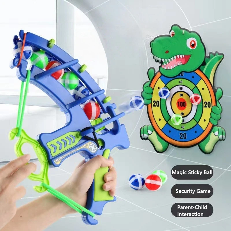Dinosaur Elephant Sticky Ball Bow Target Dartboard Toy Set Indoor Darts Throwing Disc Outdoor Sports Kids Educational Game Toys