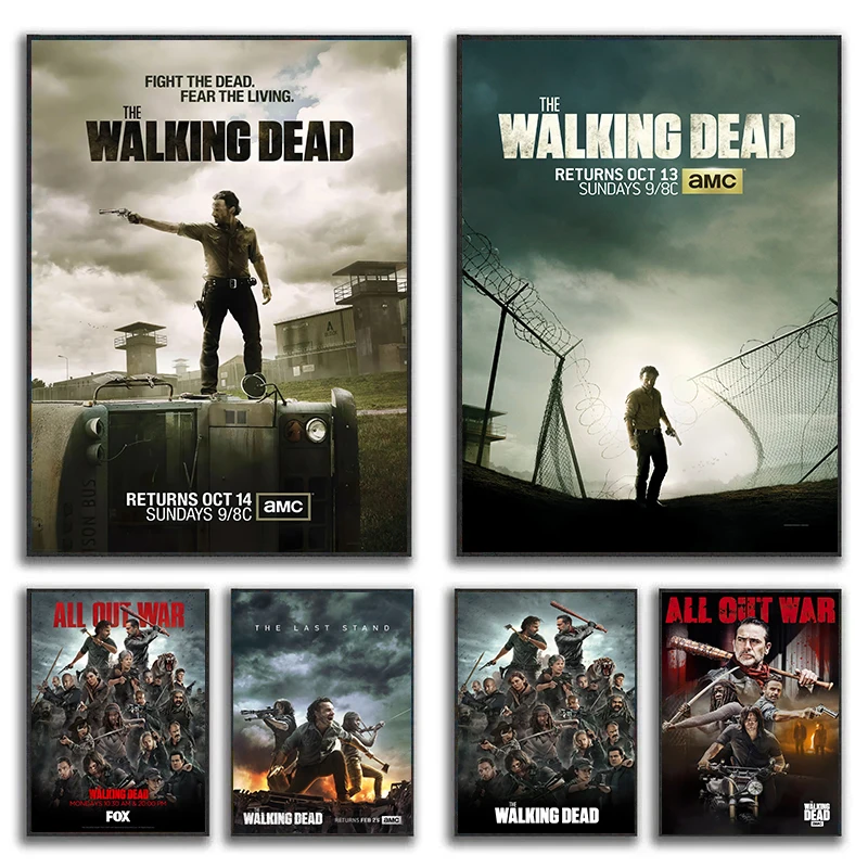 

Vintage The Walking Dead Series Poster Canvas Painting American Classic Zombie TV Wall Art For Living Room Home Decoration