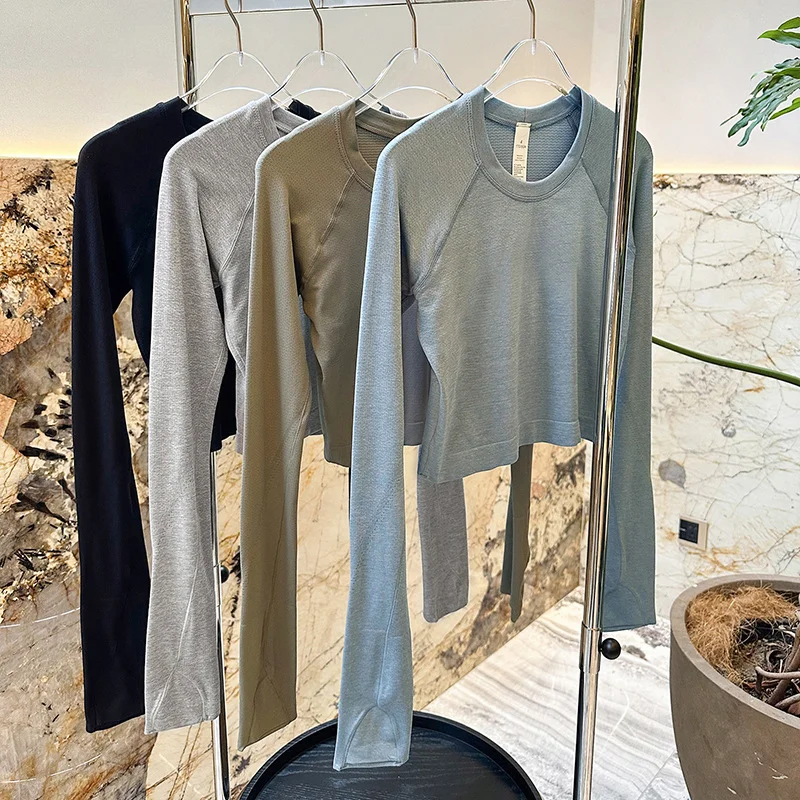 

Lemon Women's Slim Fit Long Sleeve Yoga Top round Neck Elastic Sports Fitness Breathable T-shirt for Autumn Winter Yoga Clothe