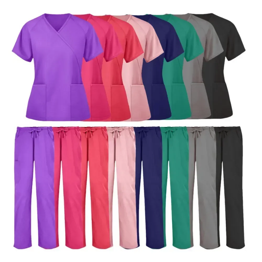 

Fashionable Hospital Polyester Spandex Straight Women Scrub Sets Surgical Uniforms Custom Scrub Uniform Sets Nurse Care Set