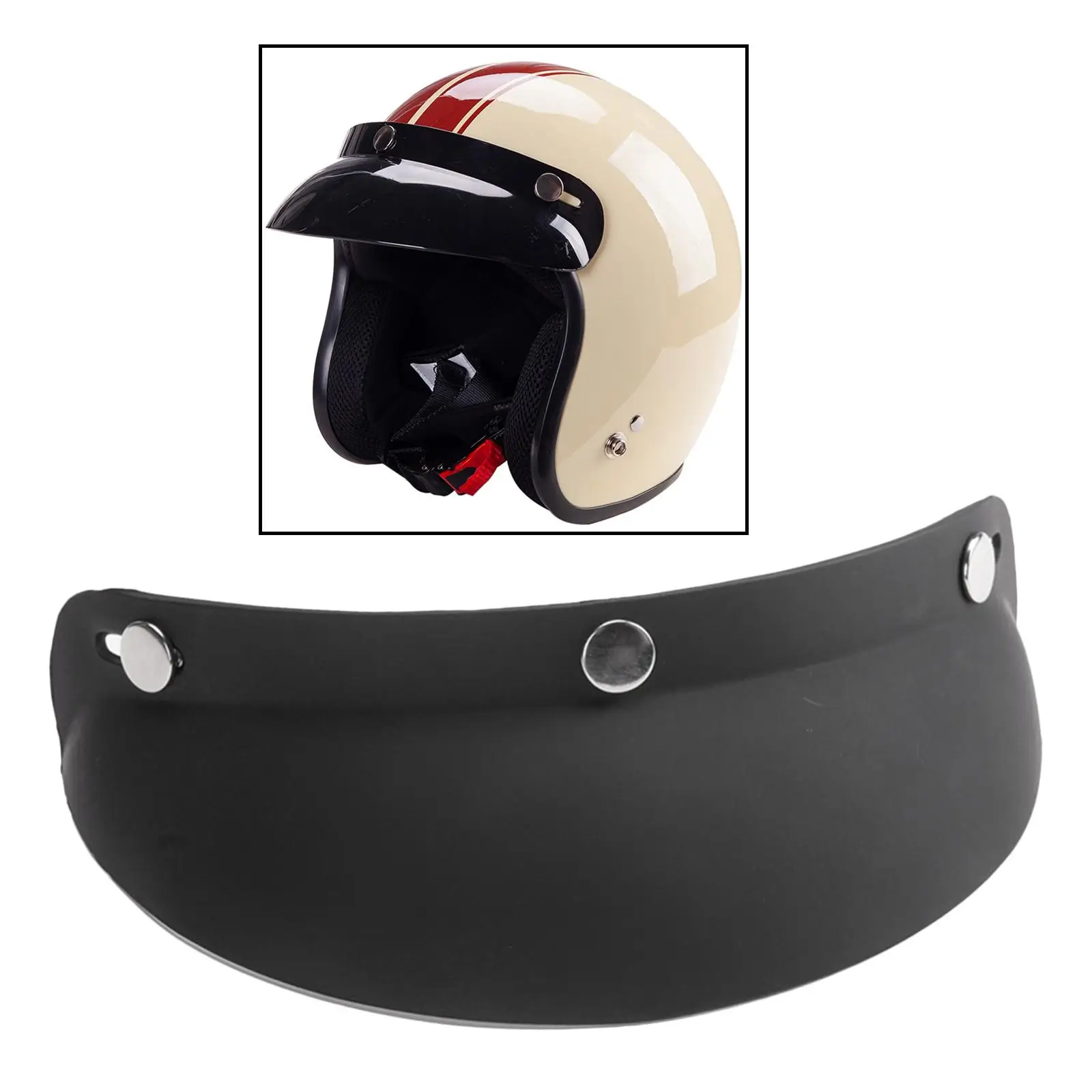 

Motorcycle Peak for 3 Snap Scratch Resistant for 3/4 Helmets Black , Black3