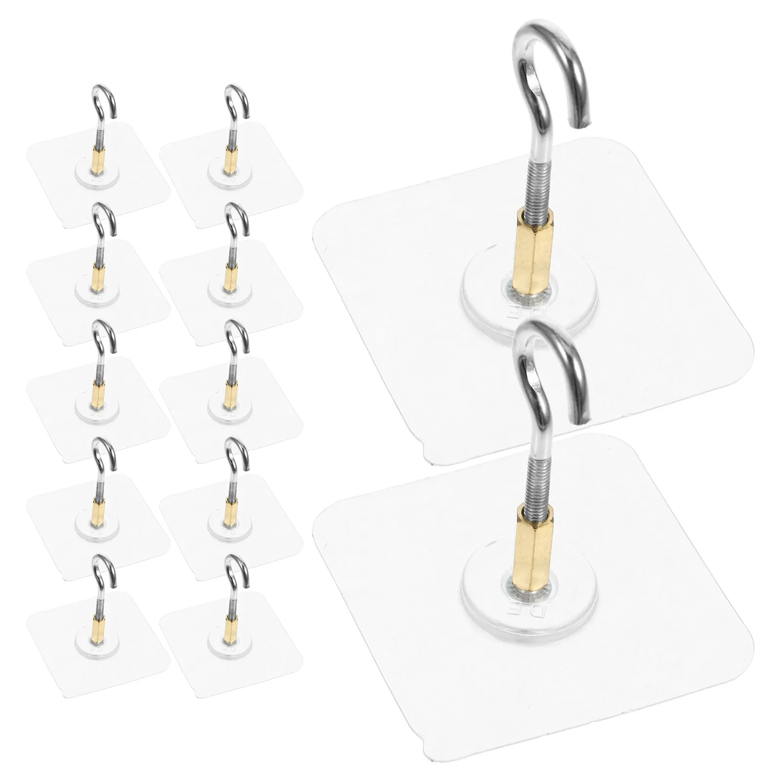 

12 Pcs Ceiling Hooks Adhesive Wall Storage Heavy Duty PVC Hanging Decoration Hanger No Drill Plant Hook Traceless Flat Surface