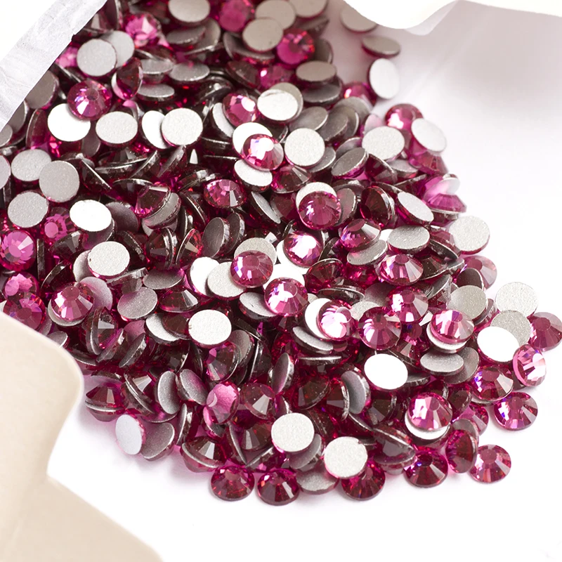 Neue fuchsiafarbene Non-Hotfix-Strasssteine, flache Glassteine für Nagelkunst, Kleidung, DIY-Kleider, Handarbeiten und Dekoration. – Detail 8