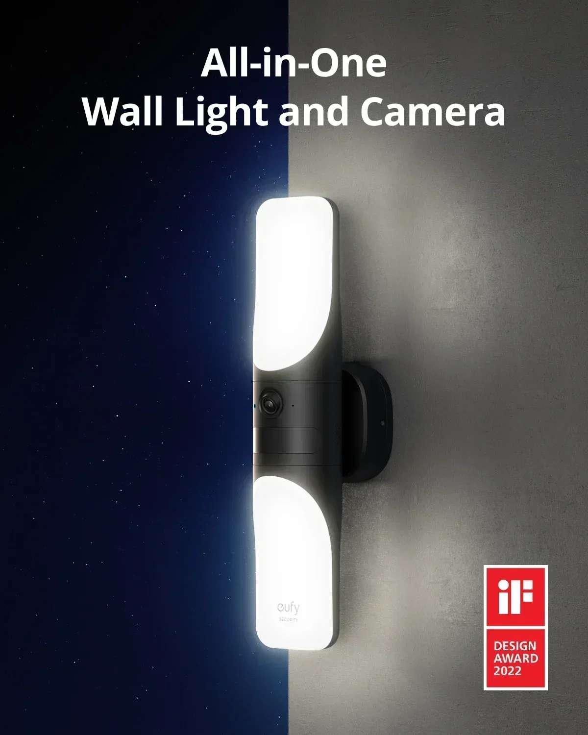 eufy Security S100 Wired Wall Light Cam Security Camera Outdoor 2K Camera 1200 Lumen Motion Activated Light Color Night Vision