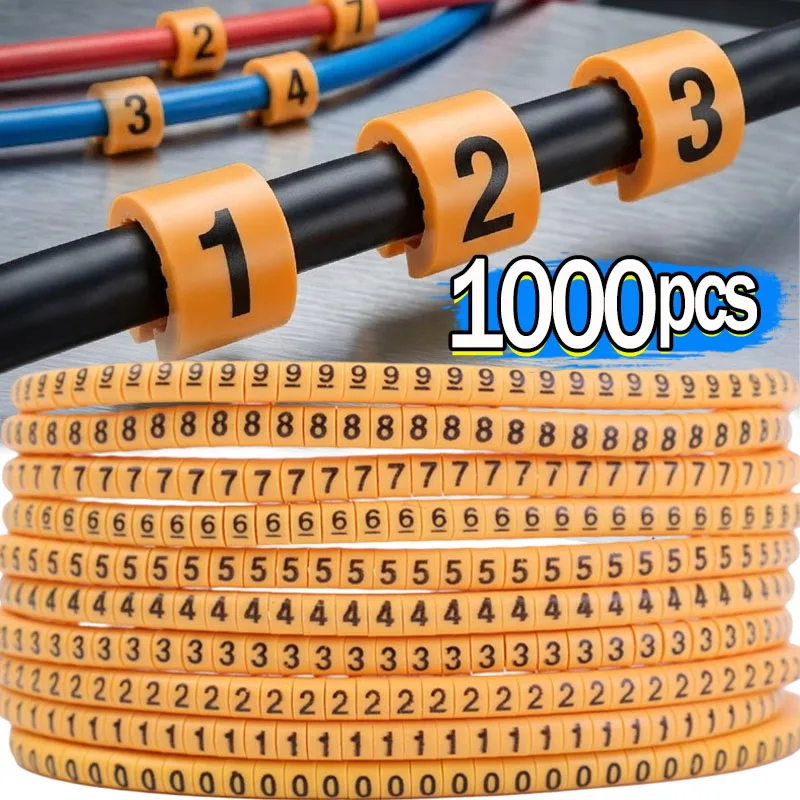 500pcs Cable Marker Wire Label EC-0 EC-1 Mark Number Wire 0 to 9 Colored 2.5 Sqmm Insulation PVC Cable Label Wire Marker Labels