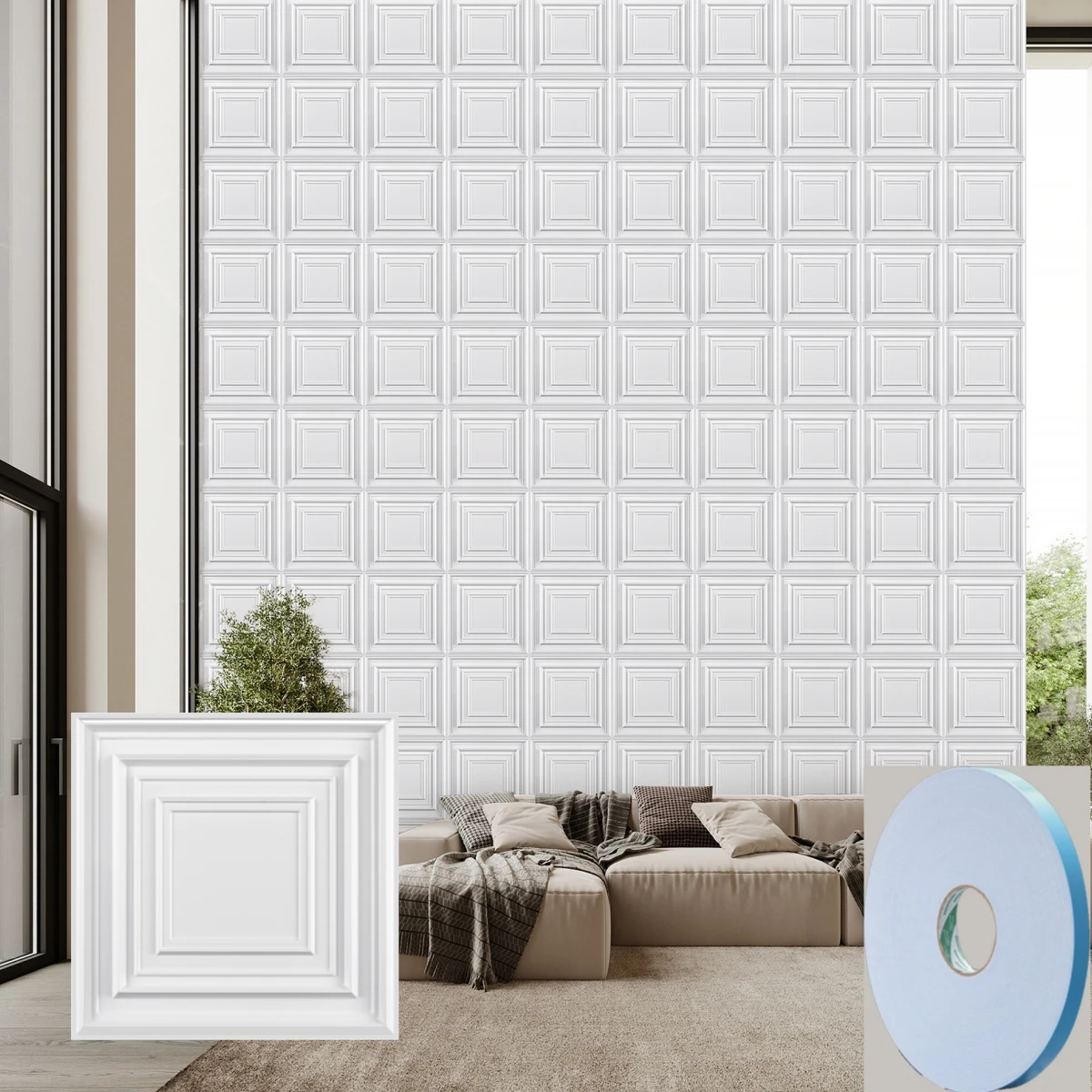 3D Wall Panel Diamond for Interior Wall Décor, PVC Flower Textured Wall Panels for Living Room Lobby Bedroom Hotel Office