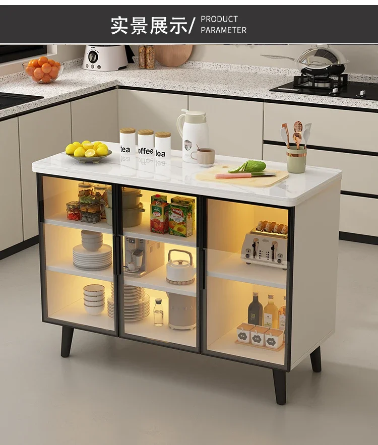 Slate kitchen locker removable island cutting table meal preparation console floor multi-layer storage rack dining side cabinet