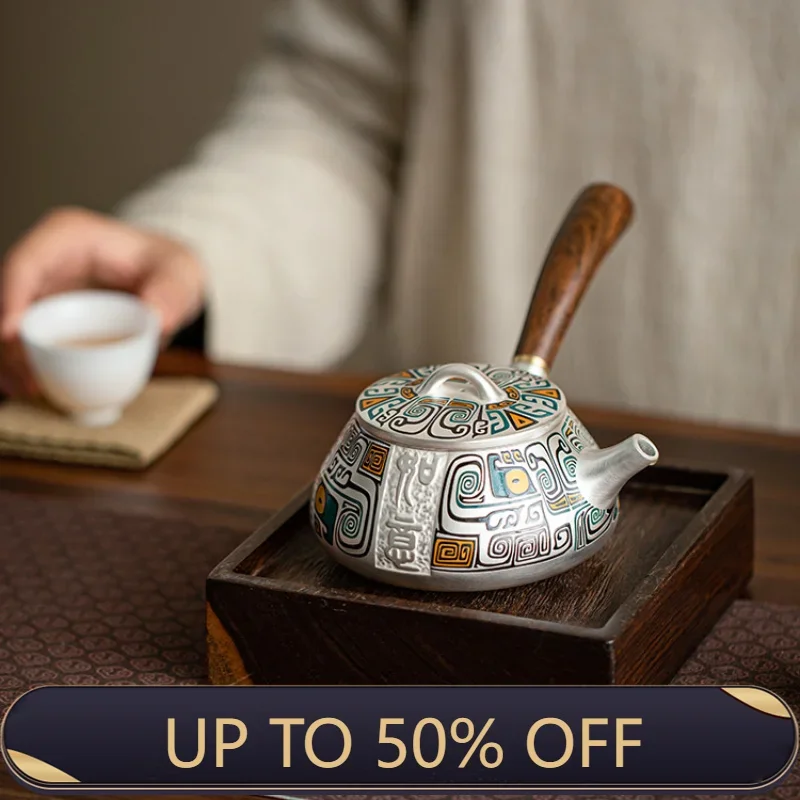 Silver tea set Sterling silver Japanese side teapot fair cup tea set silver health care anti-scalding tea infuser