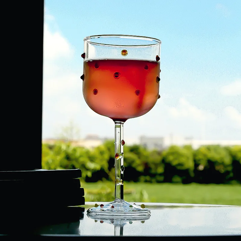 1 Piece 300ML Creative Colorful Sugar Bean High-color Wine Glass Tall Glass Red Wine Glasses Western Wine