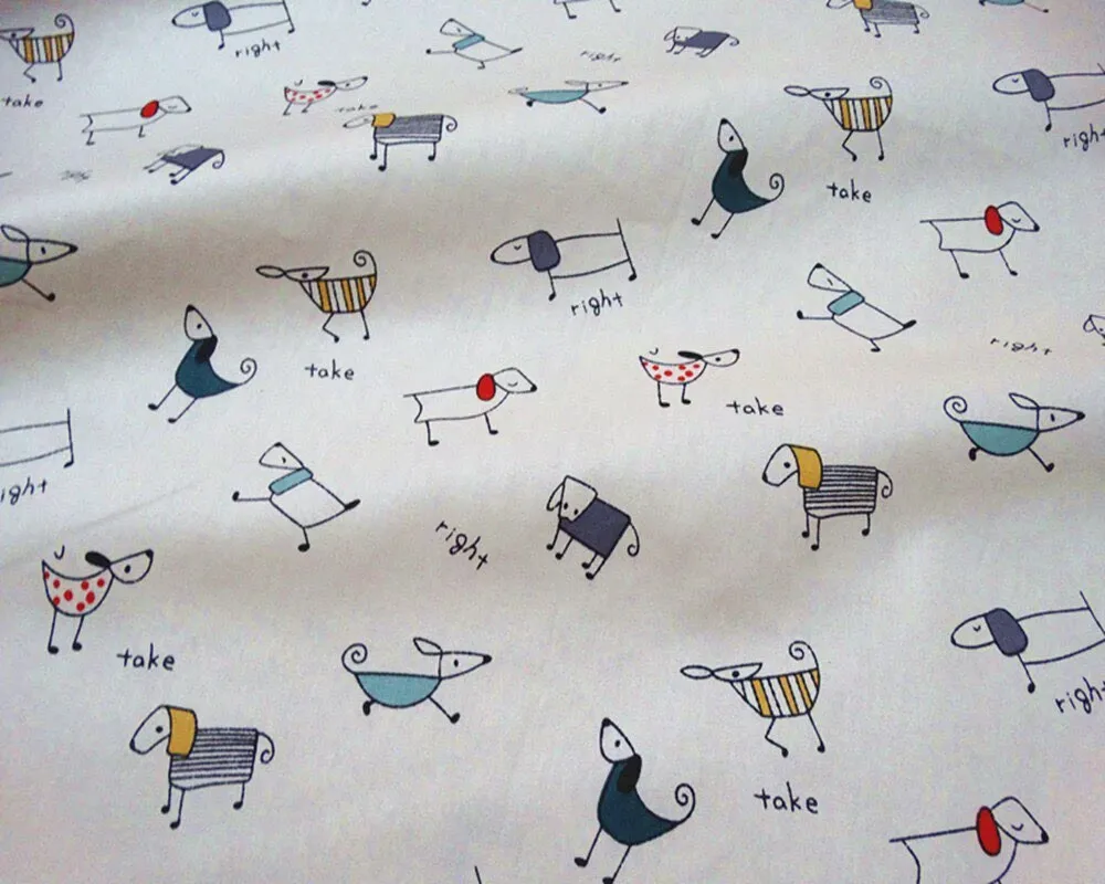 Syunss Beige Dog Dot Printed cotton twill fabrics for DIY bedding apparel the cloth patchwork baby dress handwork tissus Tecido