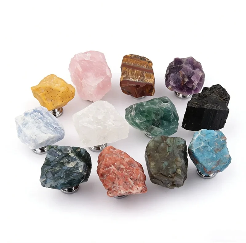Irregular Crystal Cabinet Door Handles Drawer Knobs Rough Stone Furniture Handle For Kitchen Cupboard Wardrobe Closet Lid Pulls