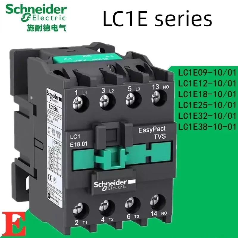 Schneider AC Contactor LC1E-0910/1210/1810/2510/3210/3810/0901/1201/1801/2501/3201/3801  24V/48V/110V/220V/380V 4-pole contactor