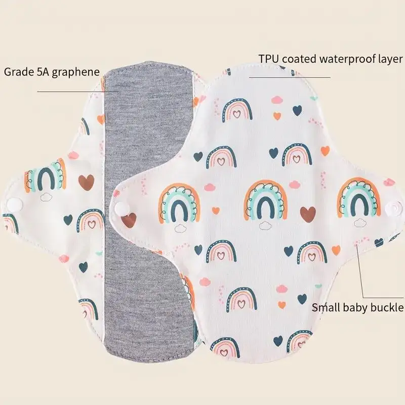 

5pcs Reusable & Washable Menstrual Pads - Soft Graphene Lined, Small Size for Light Flow & Daily Care