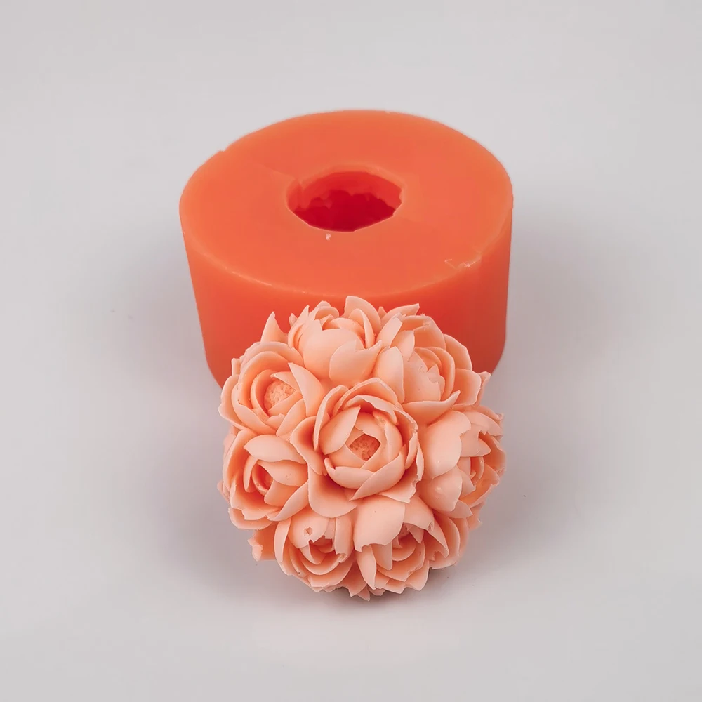 PRZY Tulips, Cymbidium Flower Decoration Plant Soap Molds Bouquet Flower Mold Silicone Flower Ball Candle Moulds Making Clay