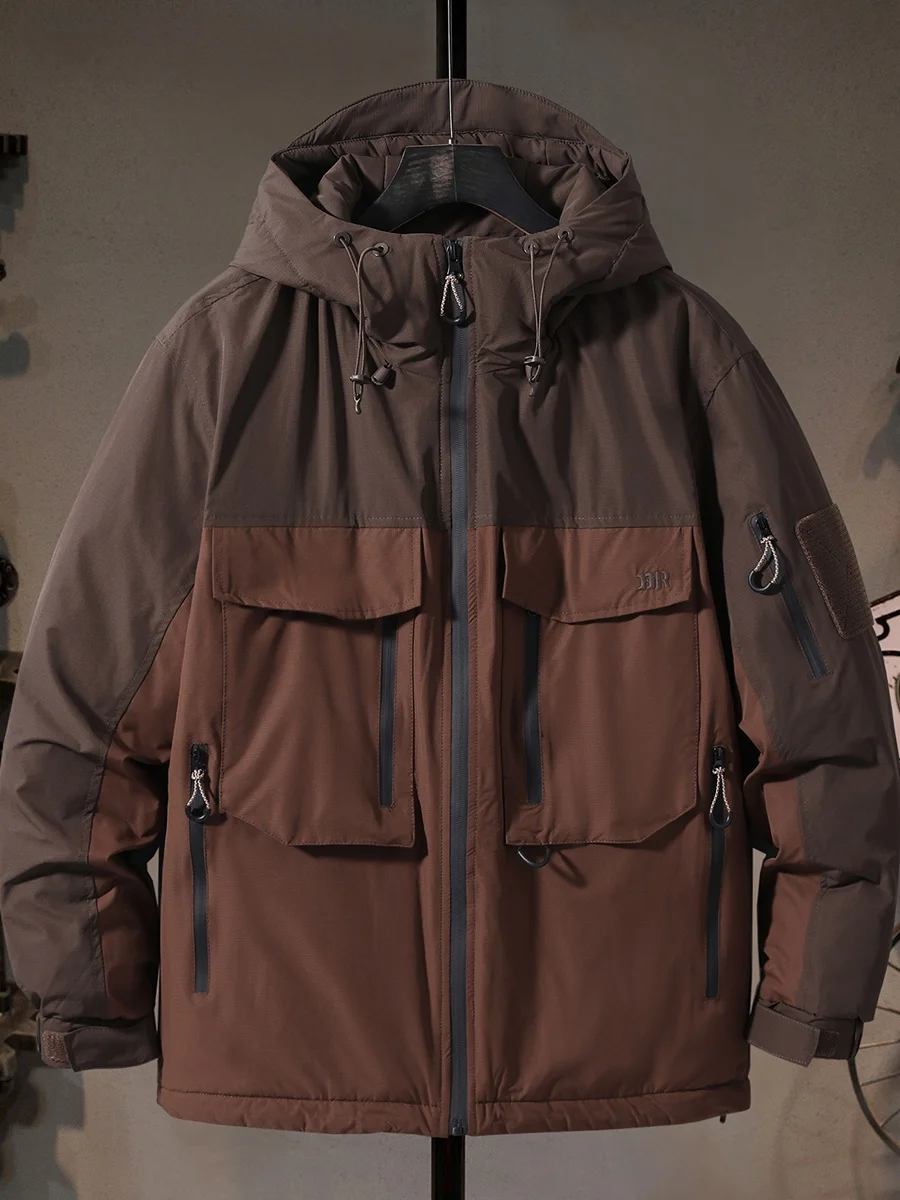 

Мужская утепленная куртка свободного кроя American Style с капюшоном, для активного отдыха, рабочая одежда, хлопковое пальто, теплая повседневная модная куртка с наполнителем из полиэстера