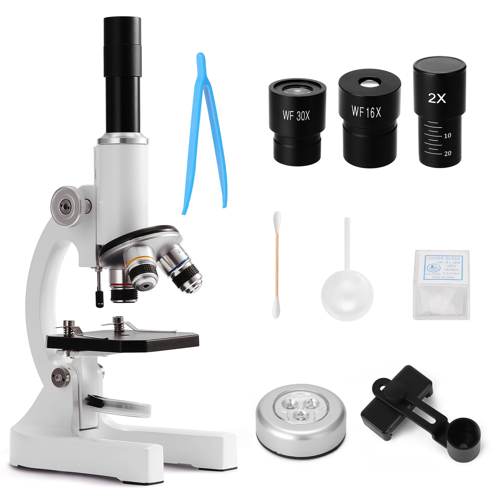 64X-2400X Optical Microscope Elementary School Children Science Experimental Biology Teaching Microscope Children Birthday Gifts