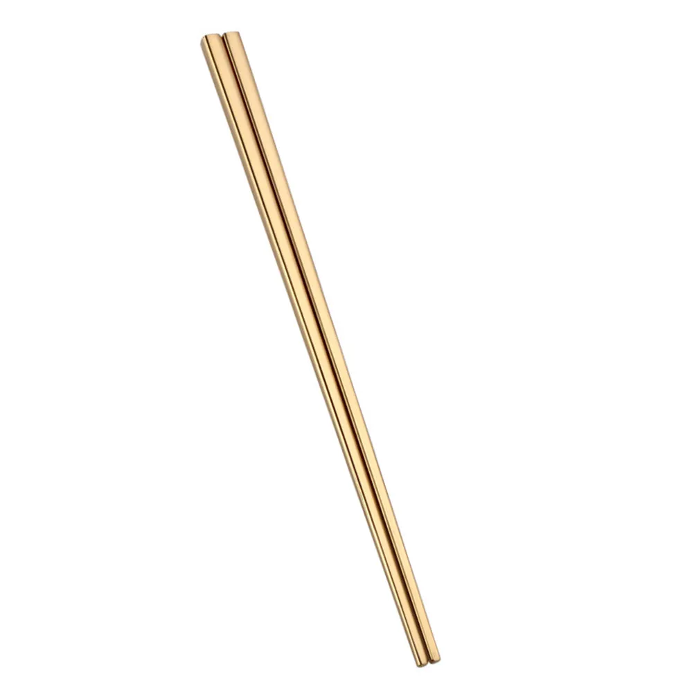 A Pair Stainless Steel Chopsticks Electroplated Square Shape Easy Grip Rustproof Dishwasher Safe Reusable Metal Chopsticks 23Cm