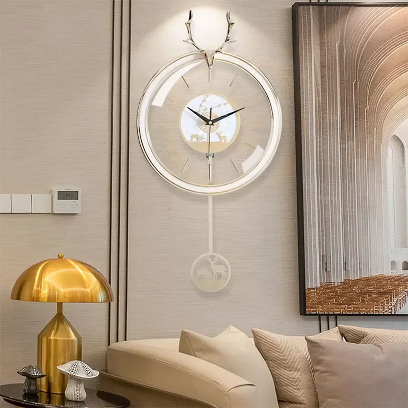 Luxury Battery Wall Clock Pendulum Quiet Living Room Metal Nordic Wall Clocks Movement Large Orologio Da Parete Home Decor