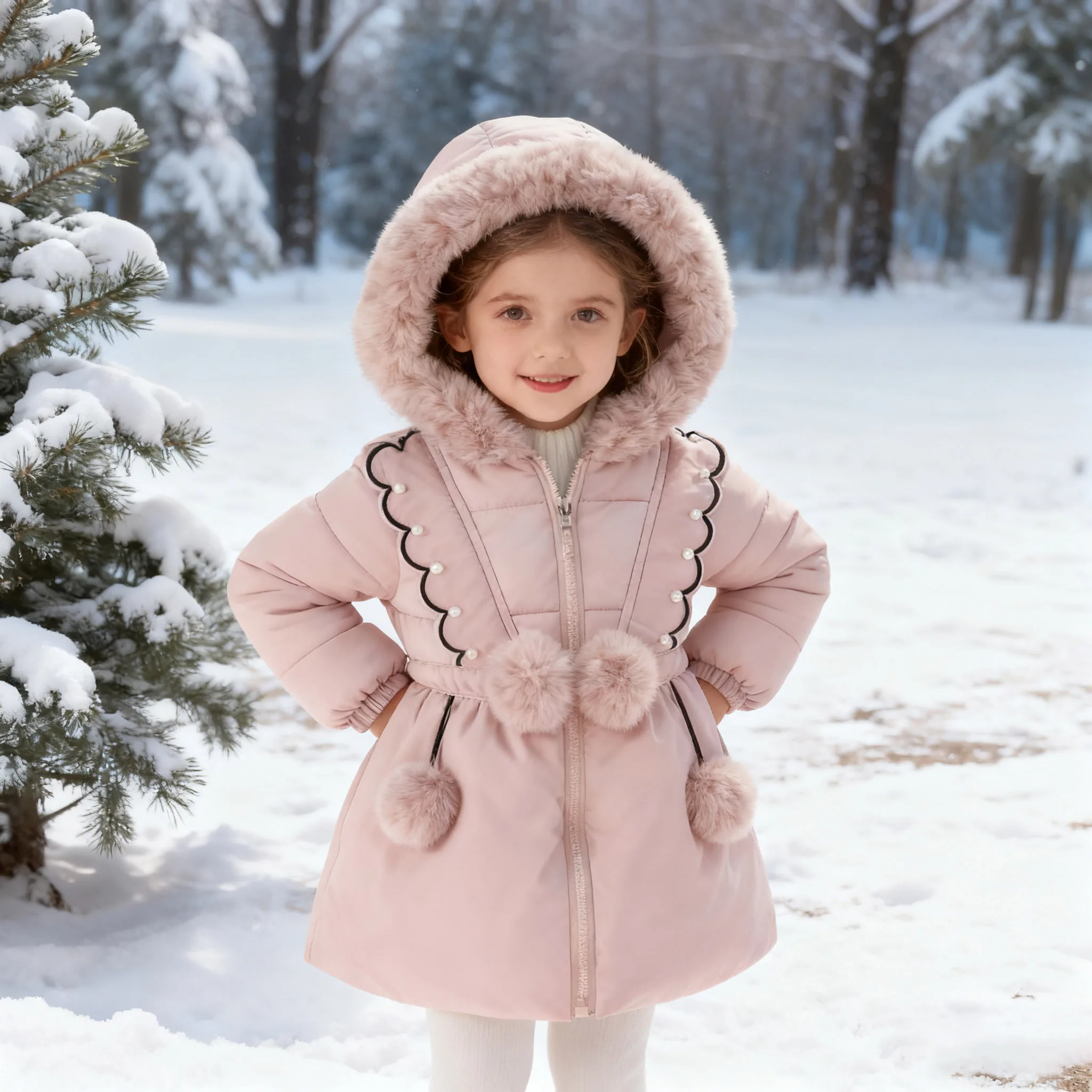 2025 Fashion Girl Winter Coats Toddler Kids Jacket Snow Clothes Puffer Dress Girl Warm Hoodie 1 2 3 4 Years Baby Girl Outwear