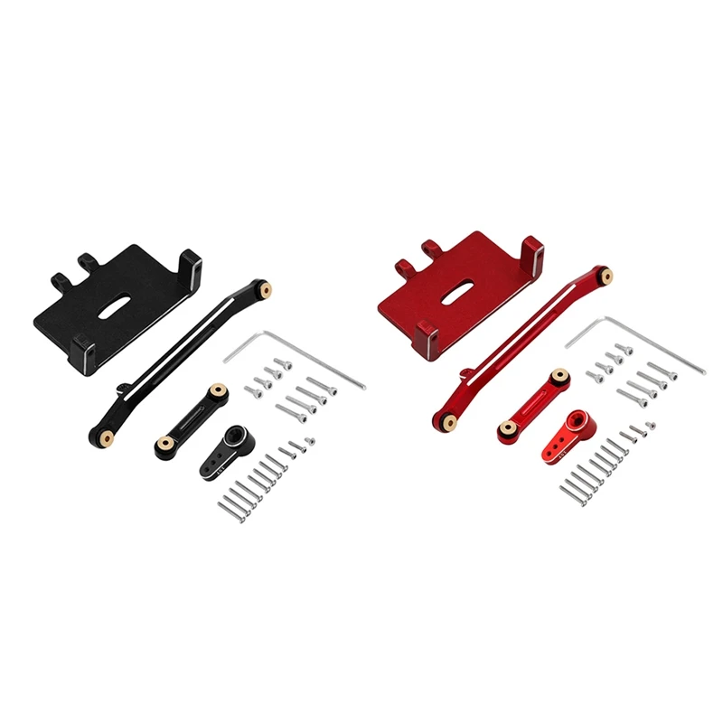 Servo Mount Bracket Steering Arm Steering Rod Suitable For Axial SCX24 1/24 RC Track Car Upgrade Parts Accessories Red